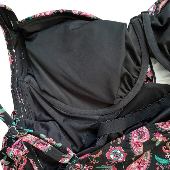 Land’s End Women's floral paisley print Tankini 18 Long vacation pool beach plus - Picture 4 of 5